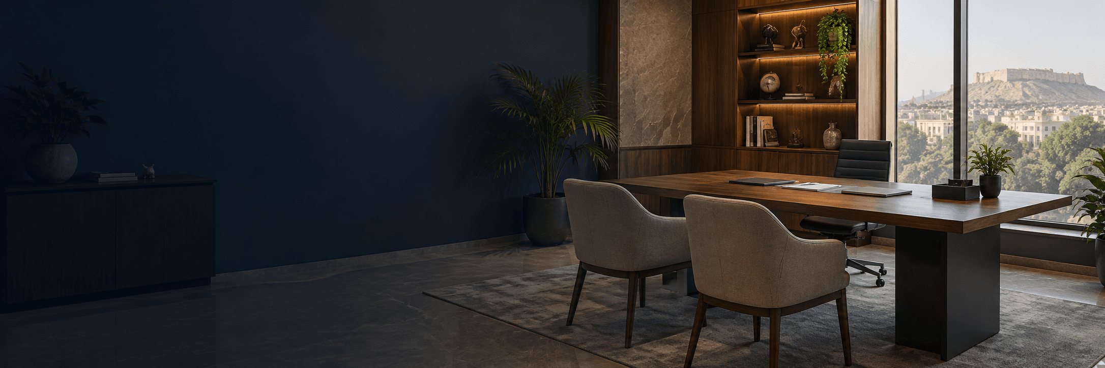 Welcoming professional office ready for a client conversation