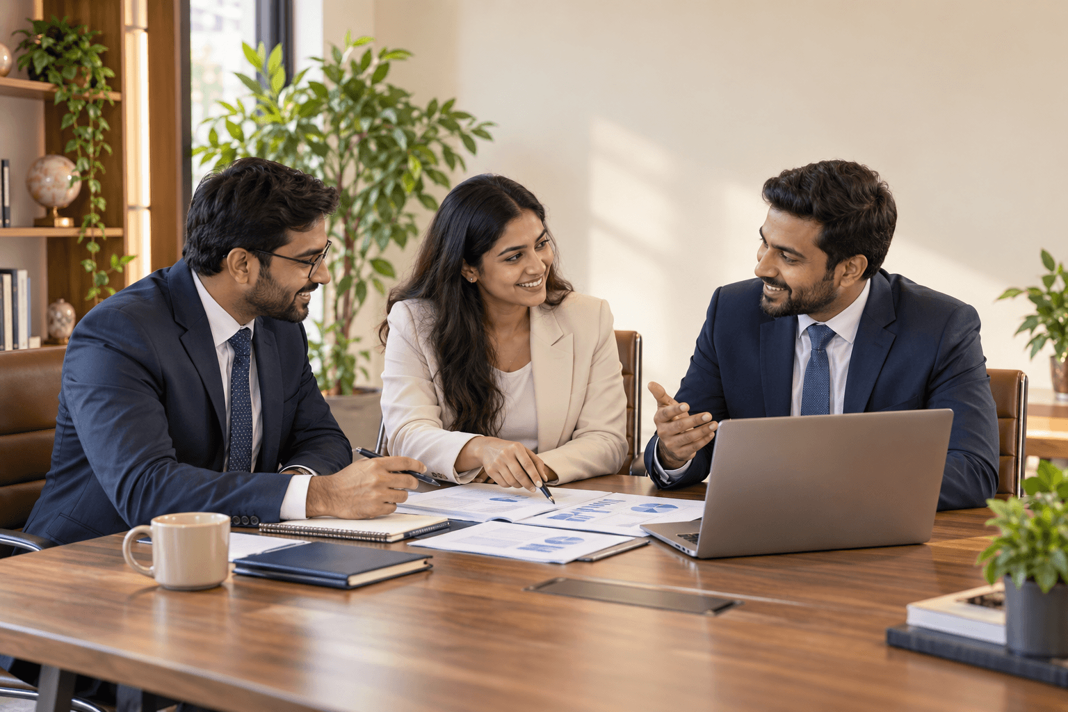 Illustrative image of accounting professionals discussing a client's work